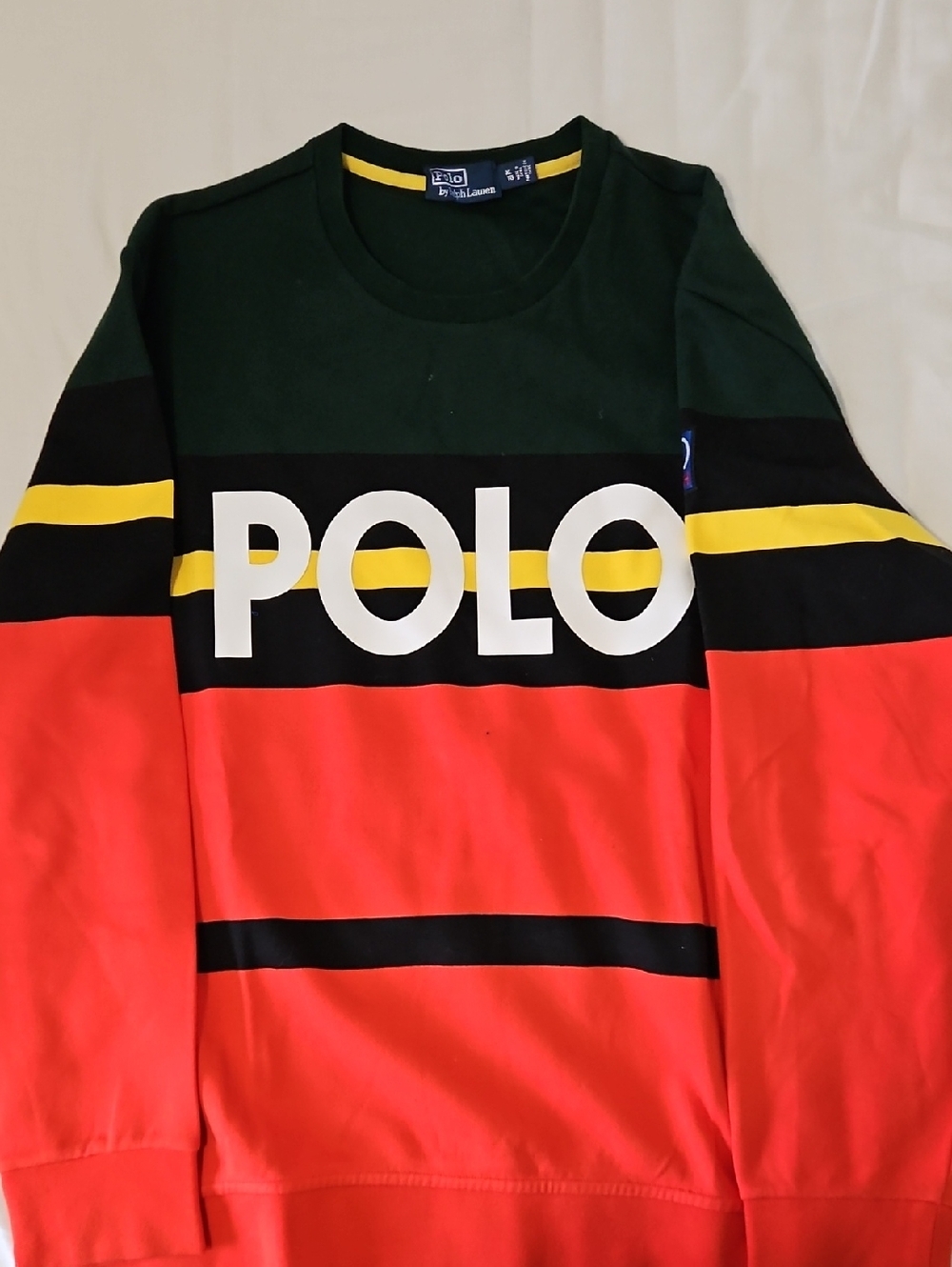Polo by Ralph Lauren Colorblock Logo Crewneck - Green, Black, Yellow, Red